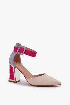 Sandały Na Słupku Ze Szpiczastymi Noskami Jasnobeżowe Gekkaria