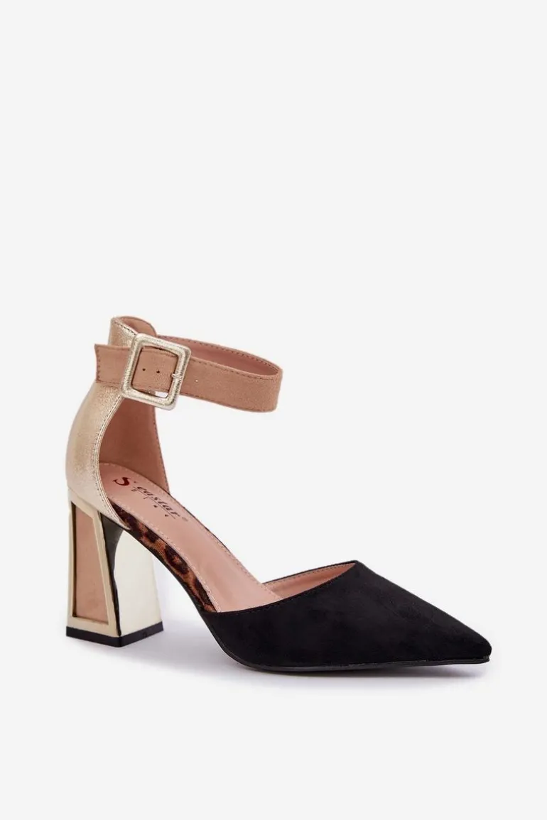 Sandały Na Słupku Ze Szpiczastymi Noskami Czarne Gekkaria