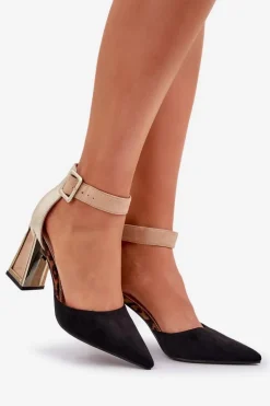 Sandały Na Słupku Ze Szpiczastymi Noskami Czarne Gekkaria