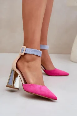 Sandały Na Słupku Ze Szpiczastymi Noskami Fuksja Gekkaria