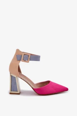 Sandały Na Słupku Ze Szpiczastymi Noskami Fuksja Gekkaria