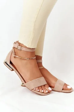 Sandały Na Złotym Obcasie Vinceza 21-17119 Beżowe