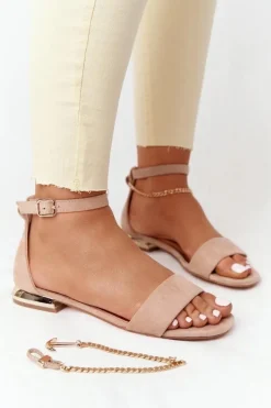 Sandały Na Złotym Obcasie Vinceza 21-17119 Beżowe