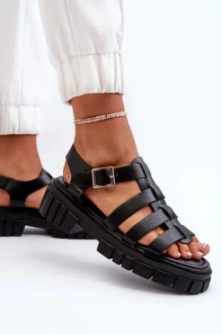 Sandały Rzymianki Damskie Czarne Rosarose