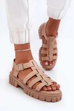 Sandały Rzymianki Damskie Beżowe Rosarose