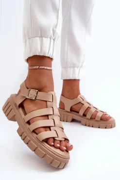 Sandały Rzymianki Damskie Beżowe Rosarose