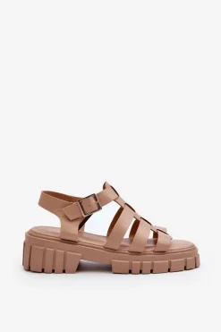 Sandały Rzymianki Damskie Beżowe Rosarose