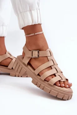 Sandały Rzymianki Damskie Beżowe Rosarose
