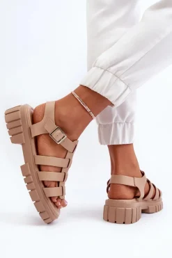 Sandały Rzymianki Damskie Beżowe Rosarose