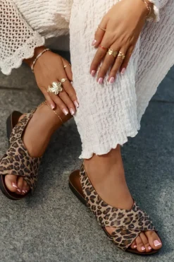 Sandały Skórzane Damskie Panterka Brązowe Zazoo 40407