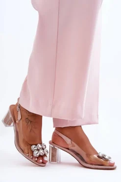 Sandały Transparentne Na Obcasie Różowe S.Barski MR1037-43