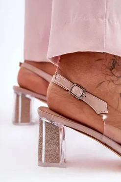 Sandały Transparentne Na Obcasie Różowe S.Barski MR1037-43