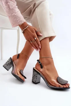 Sandały Transparentne Na Słupku Czarne D&A MR38-812