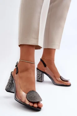 Sandały Transparentne Na Słupku Czarne D&A MR38-812