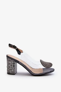 Sandały Transparentne Na Słupku Czarne D&A MR38-812