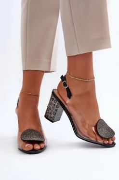 Sandały Transparentne Na Słupku Czarne D&A MR38-812