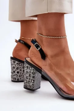 Sandały Transparentne Na Słupku Czarne D&A MR38-812