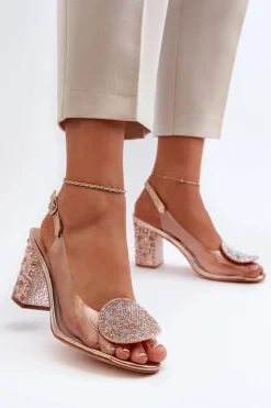 Sandały Transparentne Na Słupku Różowe Złoto D&A MR38-812