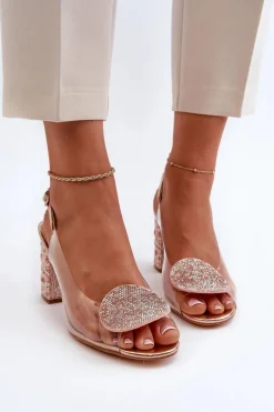 Sandały Transparentne Na Słupku Różowe Złoto D&A MR38-812