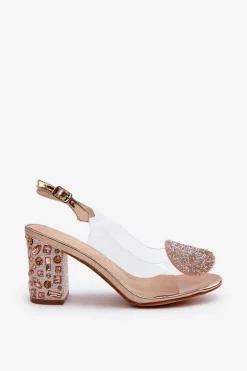 Sandały Transparentne Na Słupku Różowe Złoto D&A MR38-812