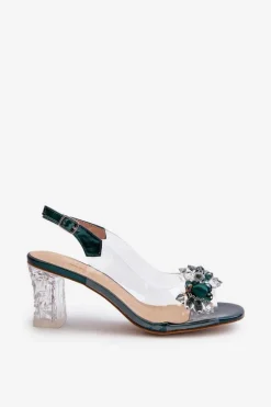 Sandały Transparentne Na Słupku Z Ozdobami Zielone D&A MR38-D1