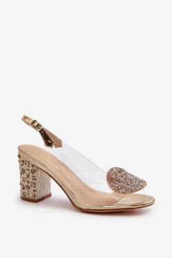 Sandały Transparentne Na Słupku Złote D&A MR38-812