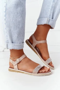 Sandały Z Cyrkoniami S.Barski 701-18 Beżowe