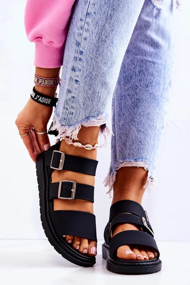 Sandały Z Klamrą Czarne Reese