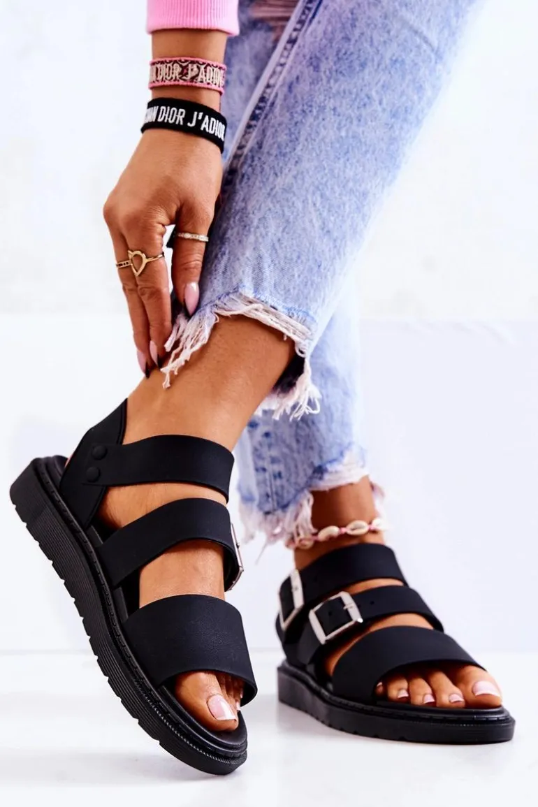 Sandały Z Klamrą Czarne Reese