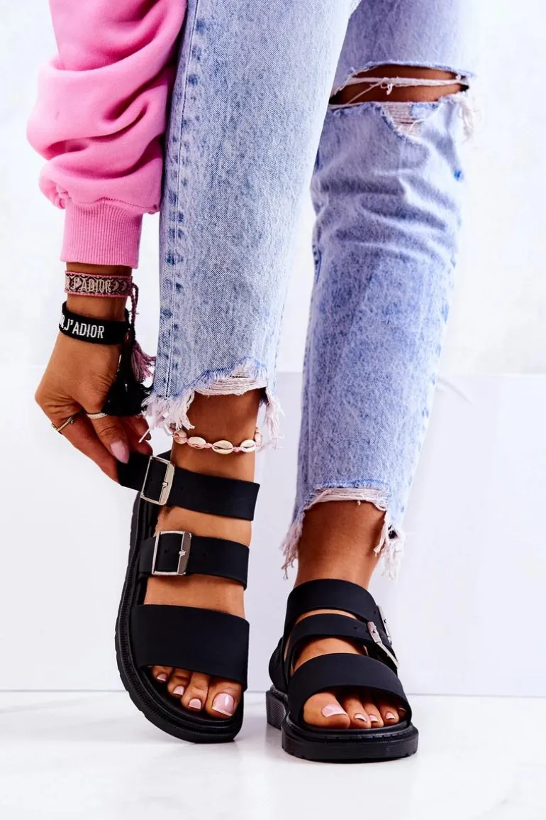 Sandały Z Klamrą Czarne Reese