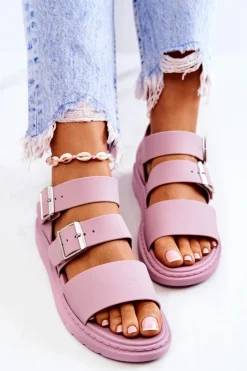 Sandały Z Klamrą Fioletowe Reese