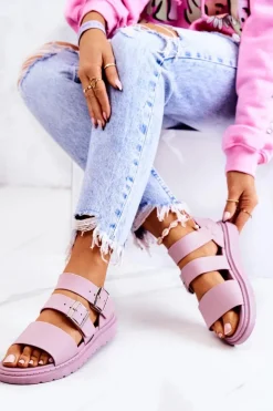 Sandały Z Klamrą Fioletowe Reese