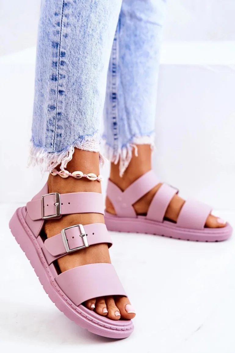 Sandały Z Klamrą Fioletowe Reese