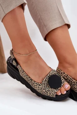 Sandały Z Naturalnej Skóry Na Koturnie Artiker 56C2186 Panterka
