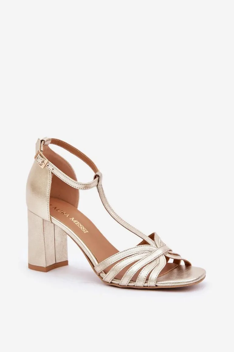 Sandały Z Naturalnej Skóry Na Słupku Laura Messi 2766