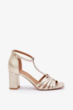 Sandały Z Naturalnej Skóry Na Słupku Laura Messi 2766