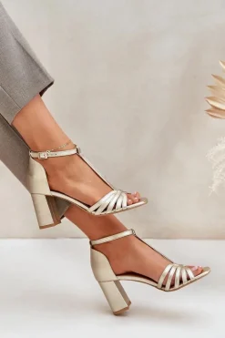 Sandały Z Naturalnej Skóry Na Słupku Laura Messi 2766