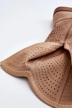 S.Barski HY66-150 Ażurowe Kozaki Na Płaskim Obcasie Beżowe