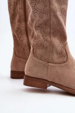 S.Barski HY66-132 Kozaki Damskie Ażurowe Beżowe