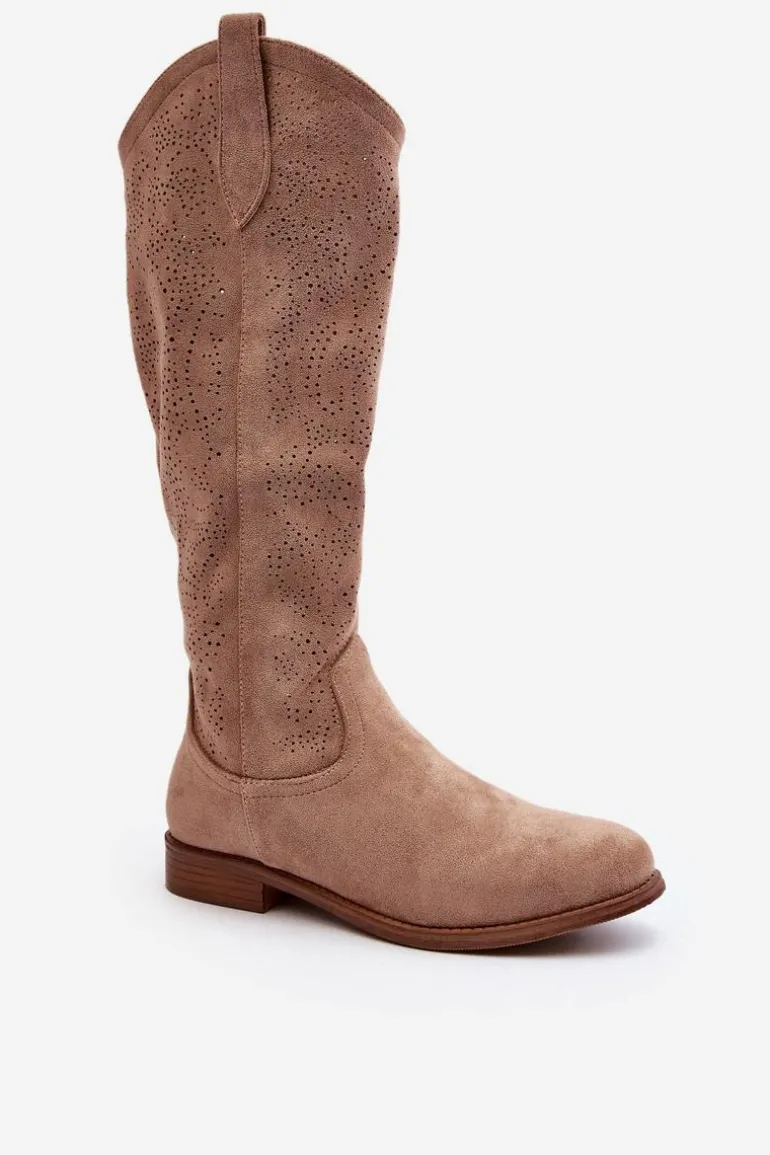 S.Barski HY66-132 Kozaki Damskie Ażurowe Beżowe