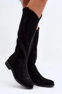 S.Barski HY66-132 Kozaki Damskie Ażurowe Czarne