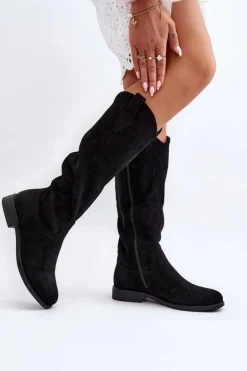 S.Barski HY66-132 Kozaki Damskie Ażurowe Czarne