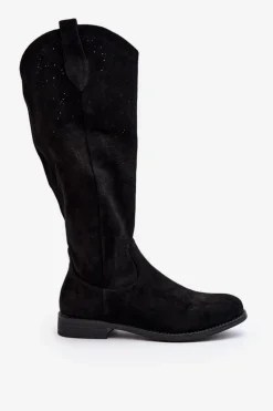 S.Barski HY66-132 Kozaki Damskie Ażurowe Czarne