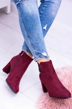 Sergio Leone Bordowe Botki Na Słupku Zamsz Valentia