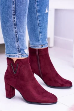 Sergio Leone Bordowe Botki Na Słupku Zamsz Valentia