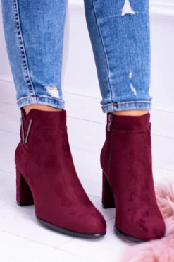 Sergio Leone Bordowe Botki Na Słupku Zamsz Valentia