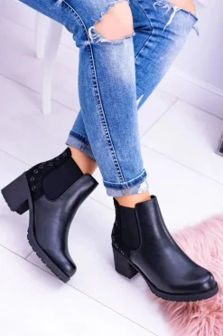 Sergio Leone Czarne Botki Na Słupku Megusto