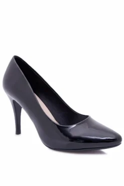 Sergio Leone Lakierowane Czółenka Szpilki Czarne Greca