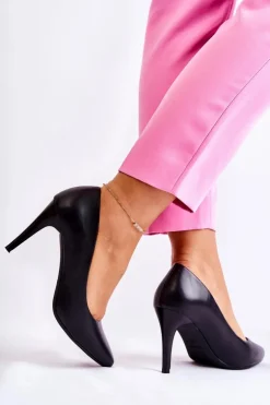 Sergio Leone Matowe Czółenka Szpilki Czarne Feliciana