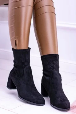 Sergio Leone Ocieplane Wsuwane Czarne Damskie Botki Picodi